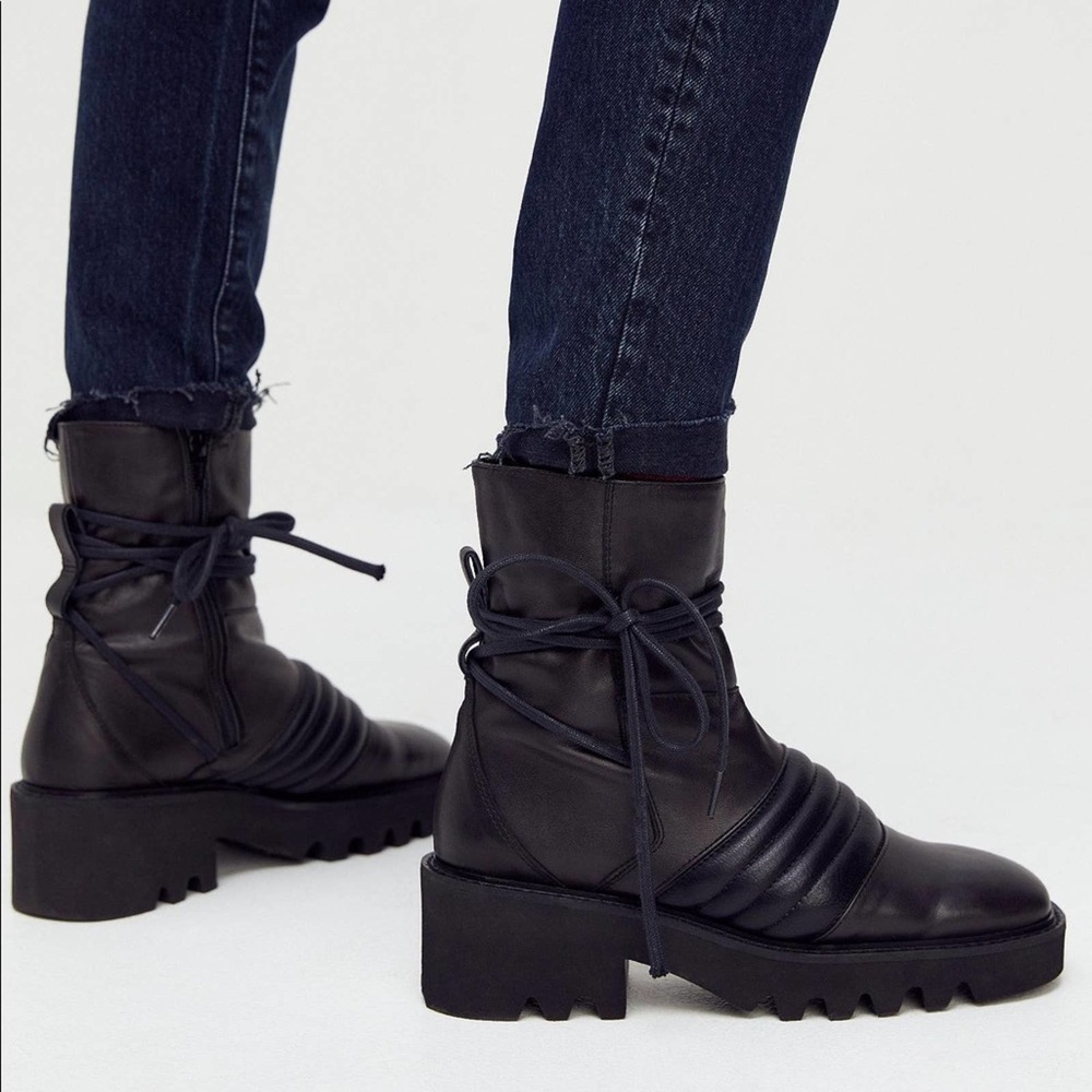 Free People Tori Leather Padded Moto Boot